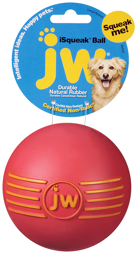 JW Hundespielzeug Ball, iSqueak, L, Ø 10 cm, Kautschuk, mit Quietscher