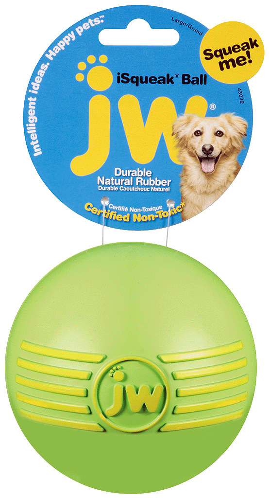 JW Hundespielzeug Ball, iSqueak, L, Ø 10 cm, Kautschuk, mit Quietscher