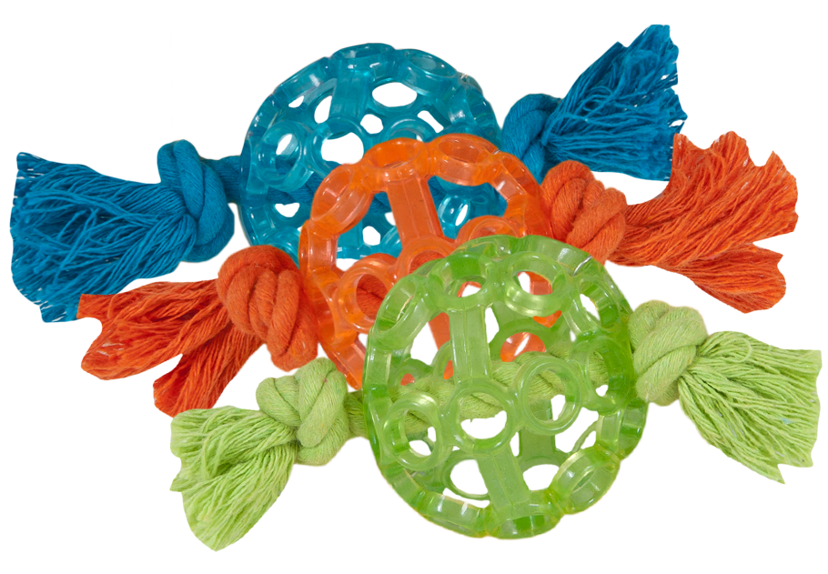 JW Hundespielzeug Lattice Ball, Kautschuk, Baumwollseil