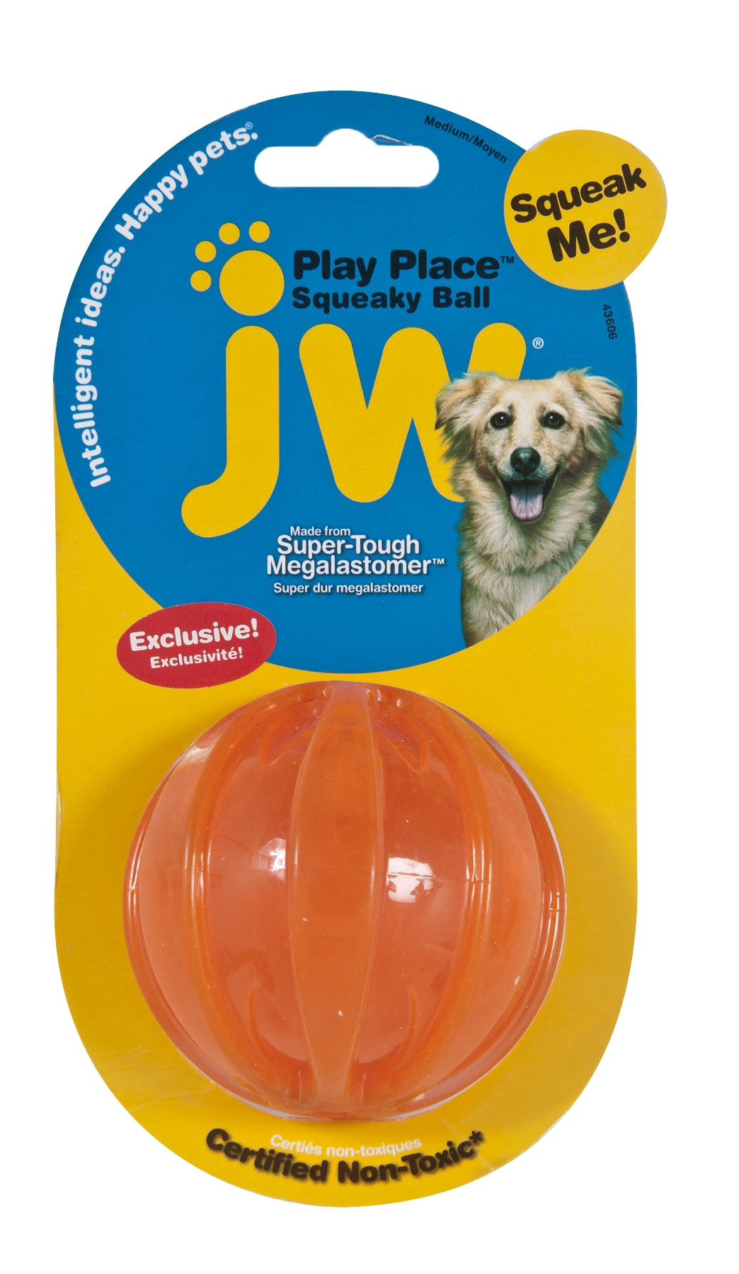 JW Hundespielzeug Ball, Squeaker, Erdnussbutterduft, Megalastomer, Ø 7,5 cm