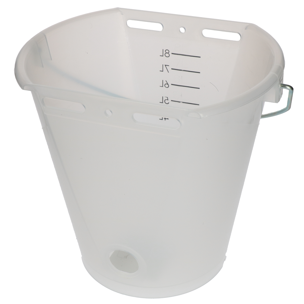Kälbereimer, weiß transparent, flach, 2-seitig, 8 l
