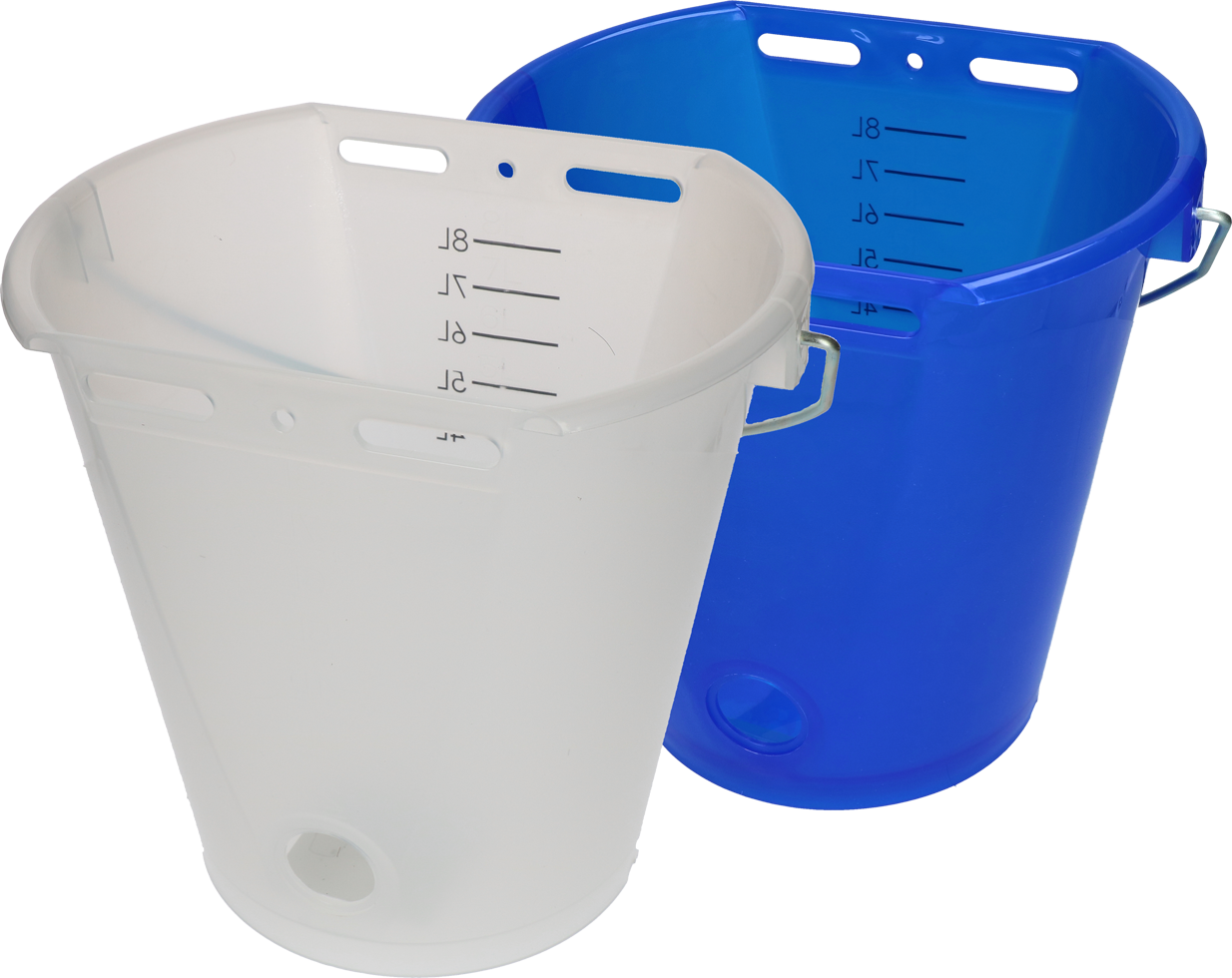 Kälbereimer, weiß transparent, flach, 2-seitig, 8 l