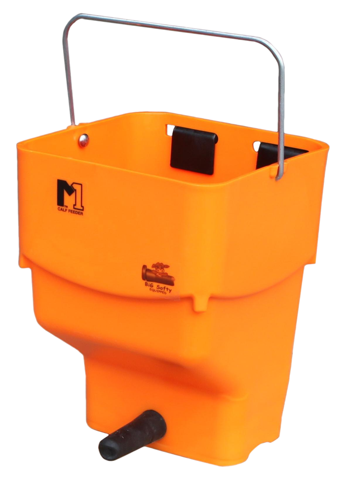 Kälbertränkeeimer Schoof M1, 5 l, mit Aufhängehaken, orange, inkl. EXCAL BIG SOFTY Nuckel