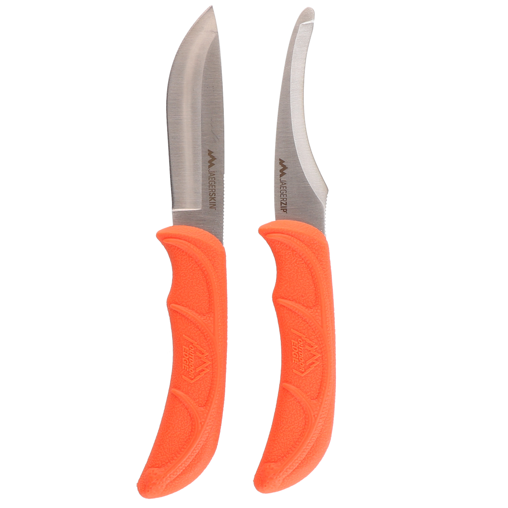 Outdoor Edge Jagdmesser Set, JaegerPair, 420J2 Edelstahl, gummierter TPR-Griff, 2 Stk