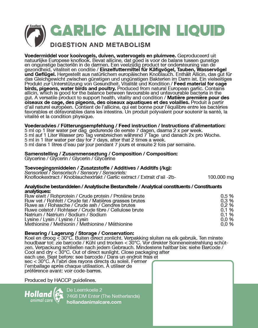 Knoblauch Allicin Liquid, für Vögel, 250 ml
