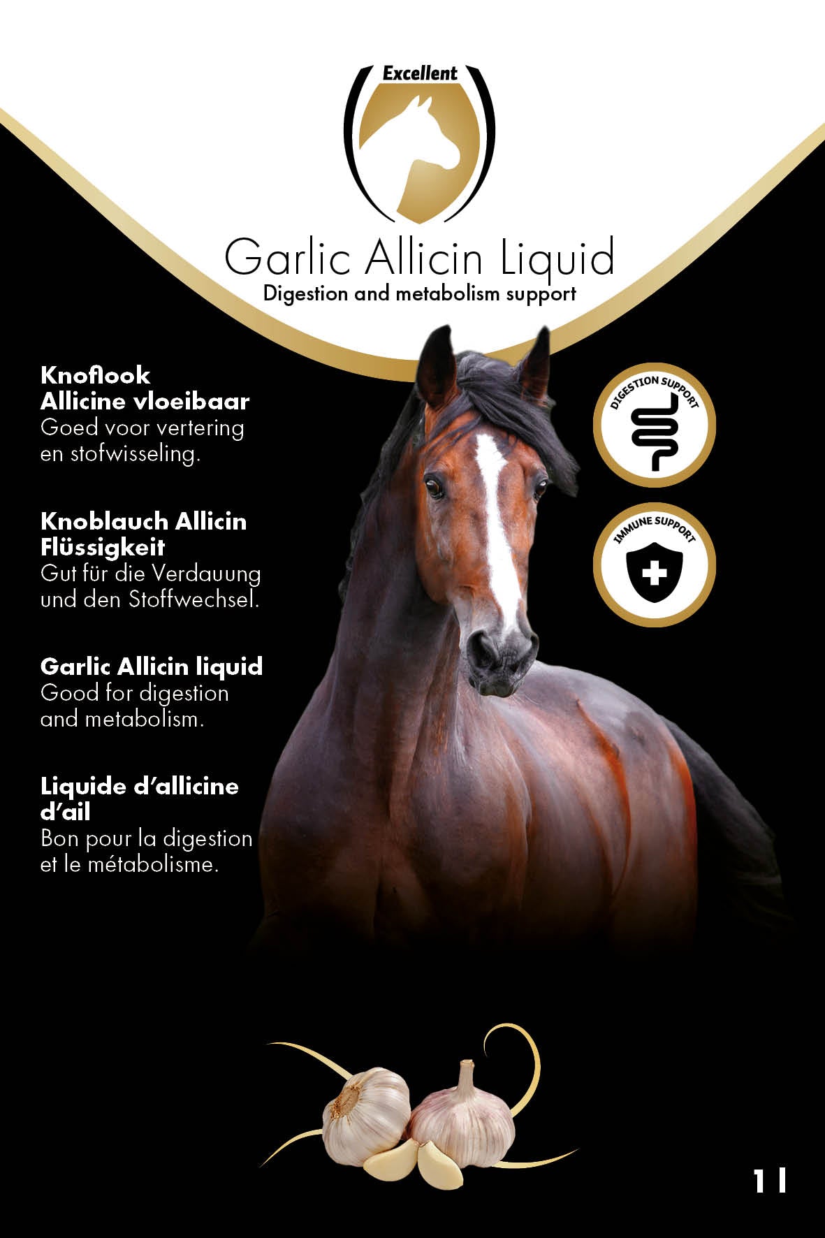 Excellent Knoblauch-Allicin Liquid, Pferd, 1 l