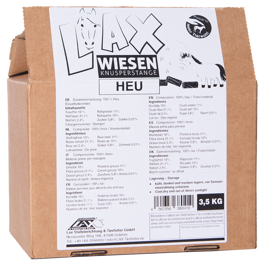 Lax Knusperstange Heu, Einzelfuttermittel Pferd, 4 Stk