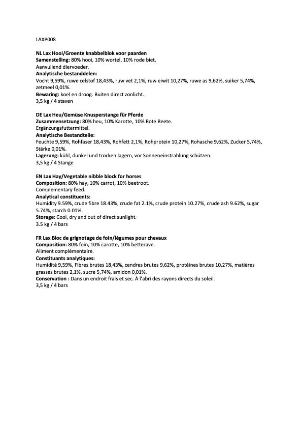 LAX Knusperstange für Pferde, 4 Stk
