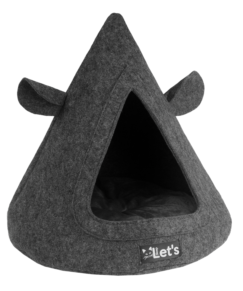 Let's sleep Katzenhöhle Teepee, Filz, anthrazit, 50 x 45 cm