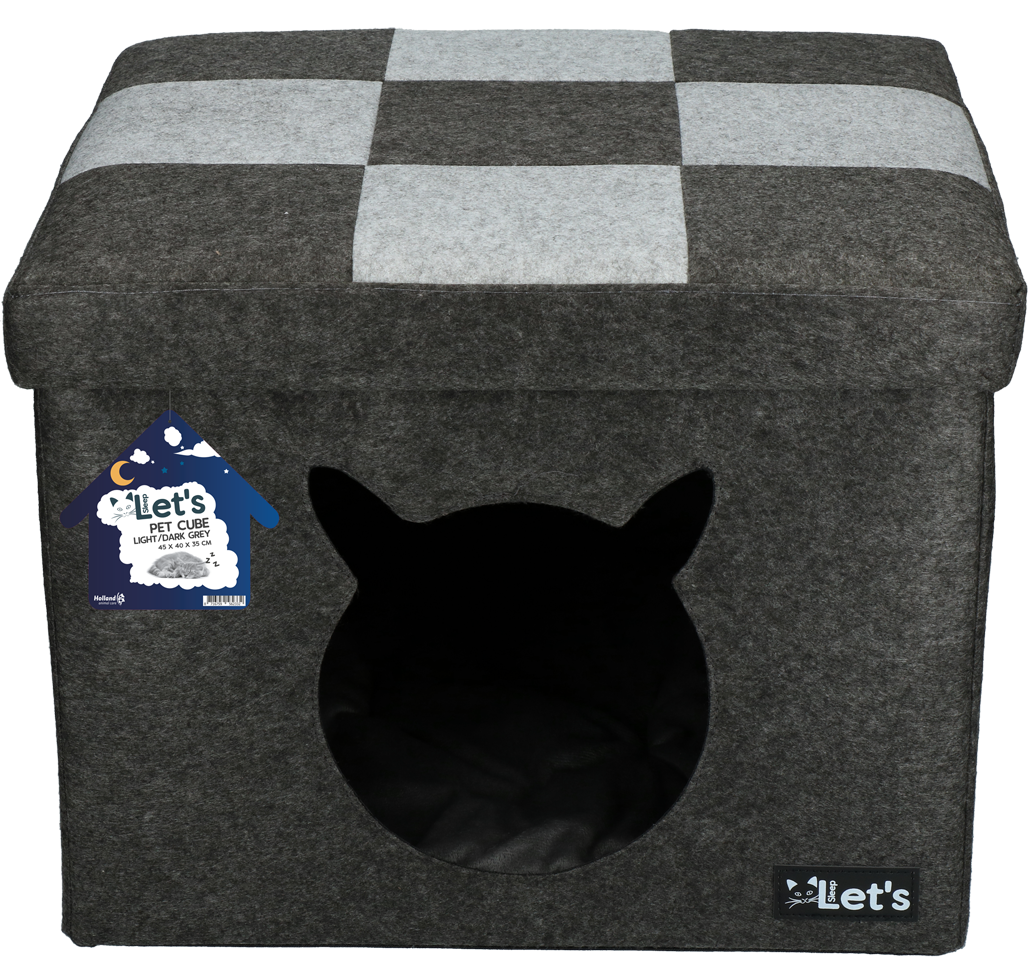 Let's sleep Katzenhöhle Pet Cube, hellgrau/dunkelgrau, 44 x 43 cm