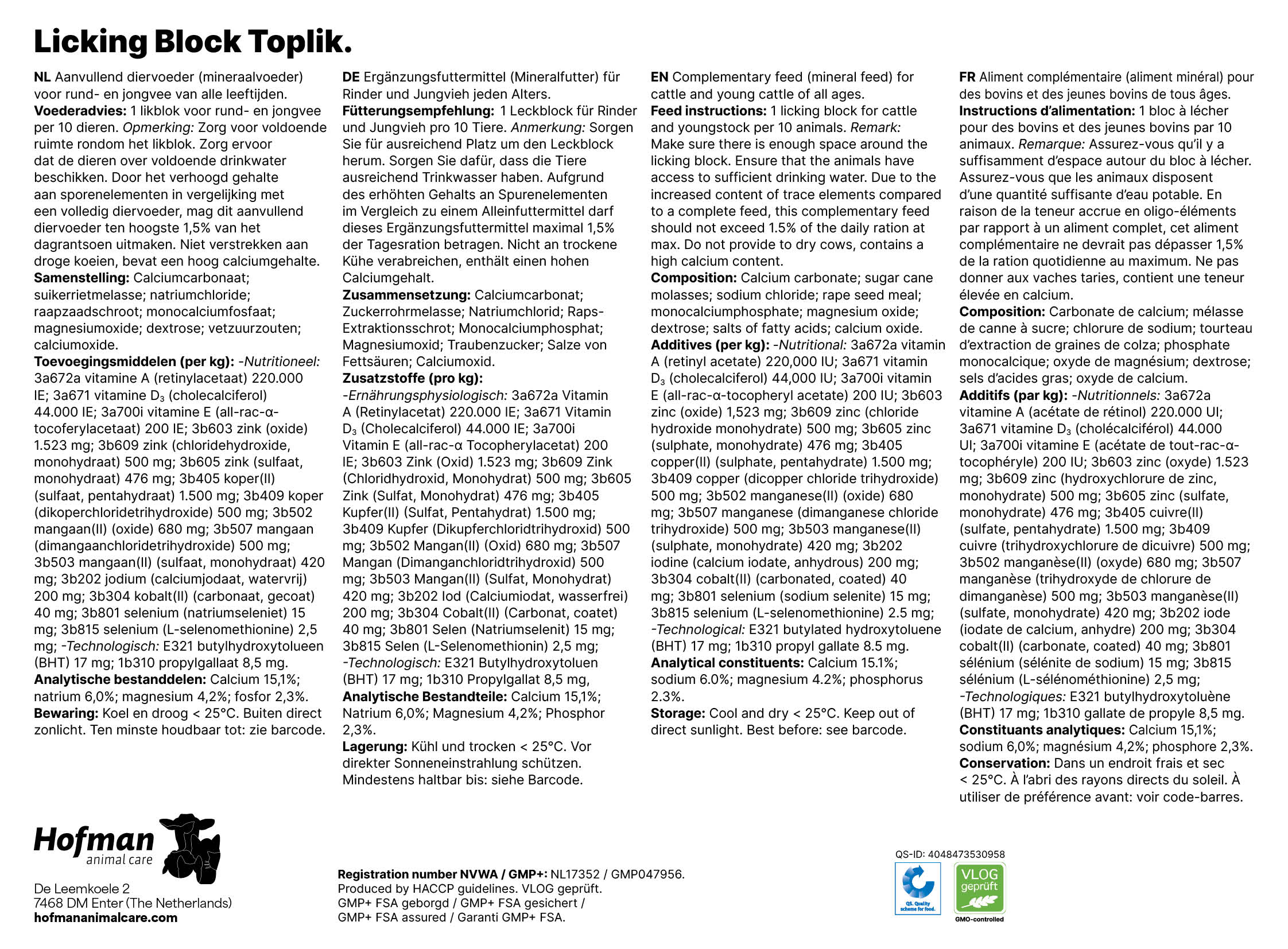 Excellent Mineralfutter für Rinder und Jungvieh, Leckmasse 20 kg