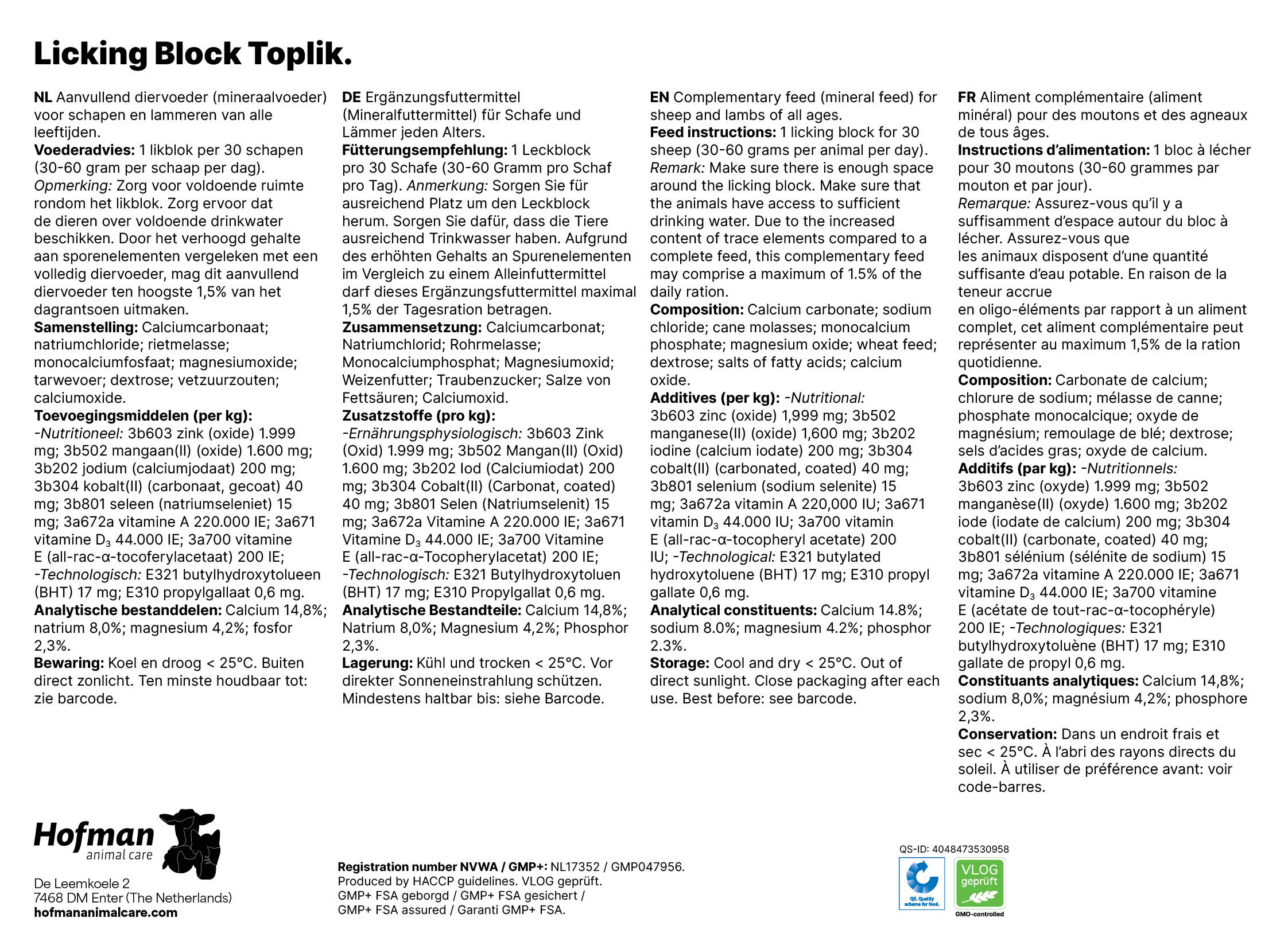 Excellent Leckmasse Toplik, 20 kg