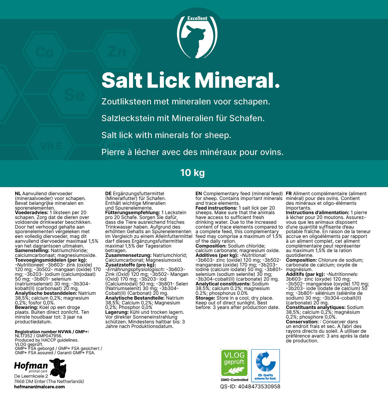 Excellent Mineral-Leckstein, Schafe, Ziegen, 10 kg