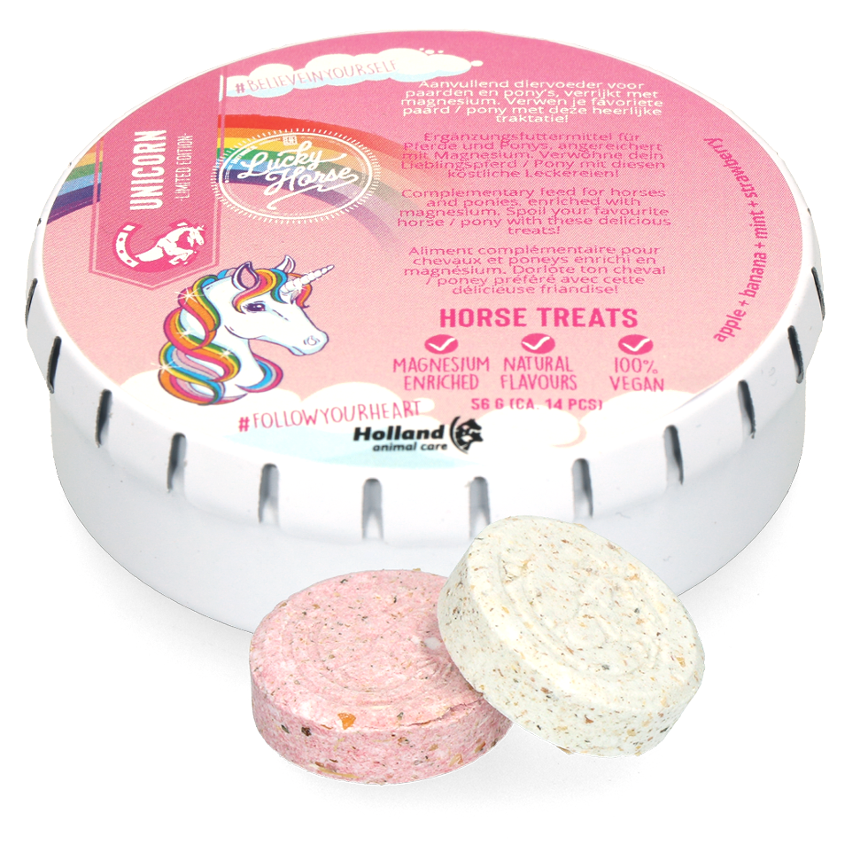Lucky Horse Pferdeleckerlis, Magnesium, vegan, Erdbeere Apfel Banane Minze, ca. 14 Stk