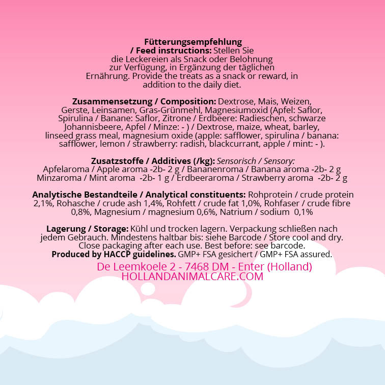 Lucky Horse Pferdeleckerlis, Magnesium, vegan, Erdbeere Apfel Banane Minze, ca. 14 Stk