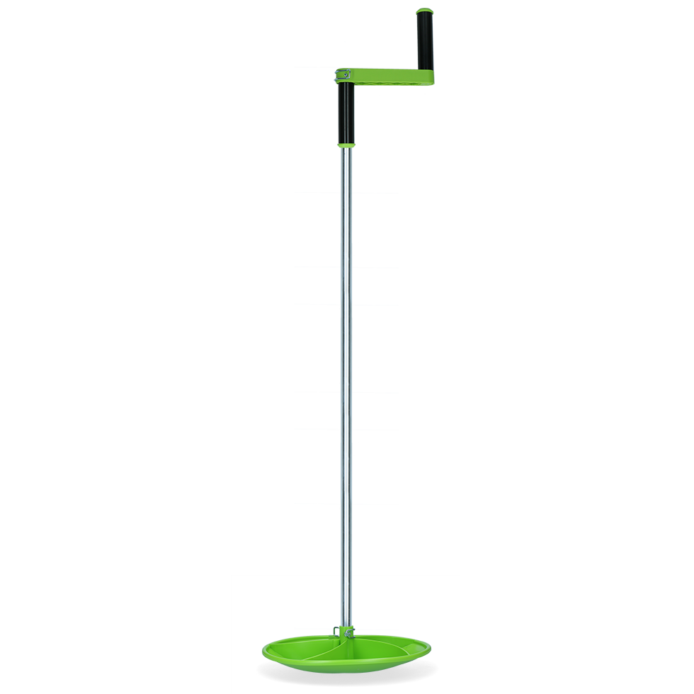 Haspel für Schafnetz, glasfaserverstärkt, Aluminiumstange, 125 cm, mit Kurbel
