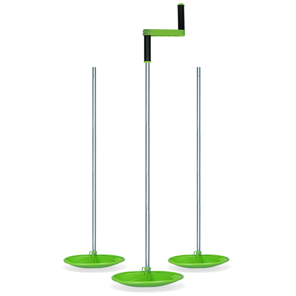 Netzaufroller-Set, 125 cm, 3 Stäbe, 1 Kurbel