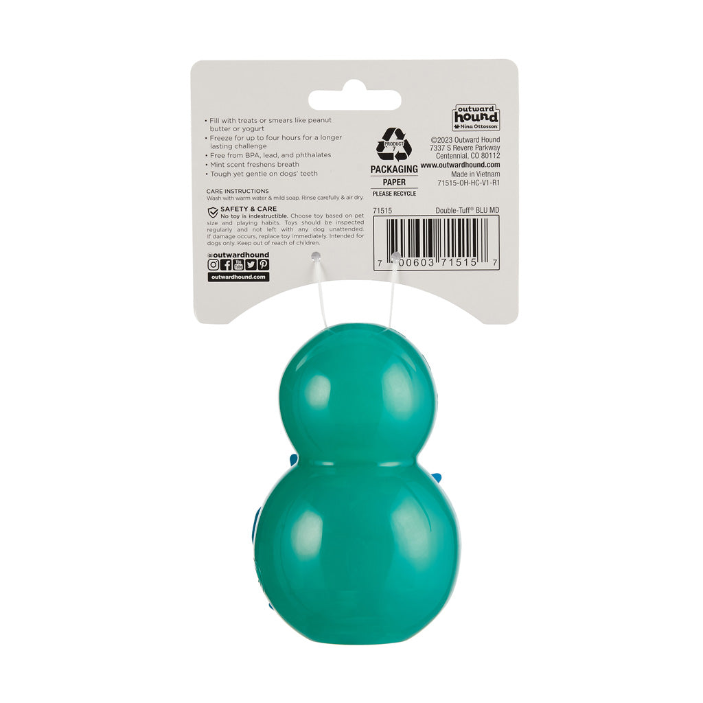 Outward Hound Hundespielzeug Double-Tuff, befüllbar, Minzduft, TPE, Größe M, blau, 10 x 6 cm