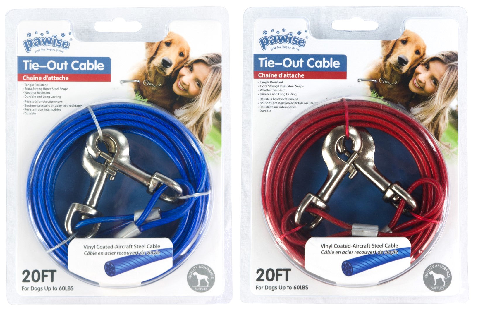 Pawise Anbindekabel, Stahl, karabiner, 7 m