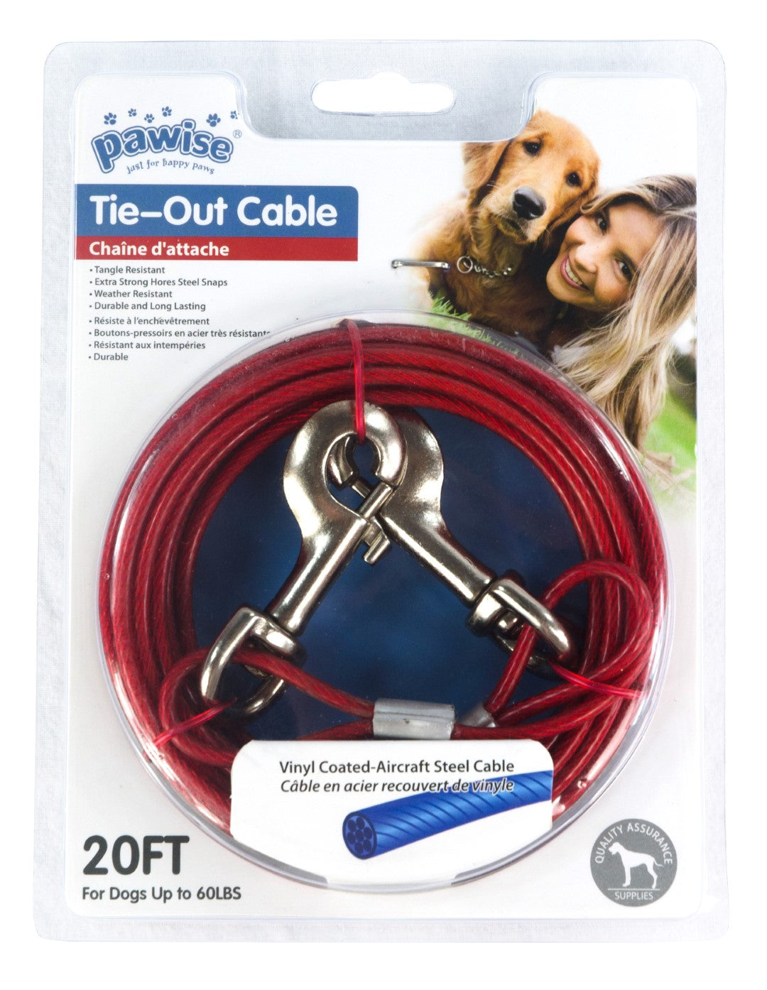 Pawise Anbindekabel, Stahl, karabiner, 7 m
