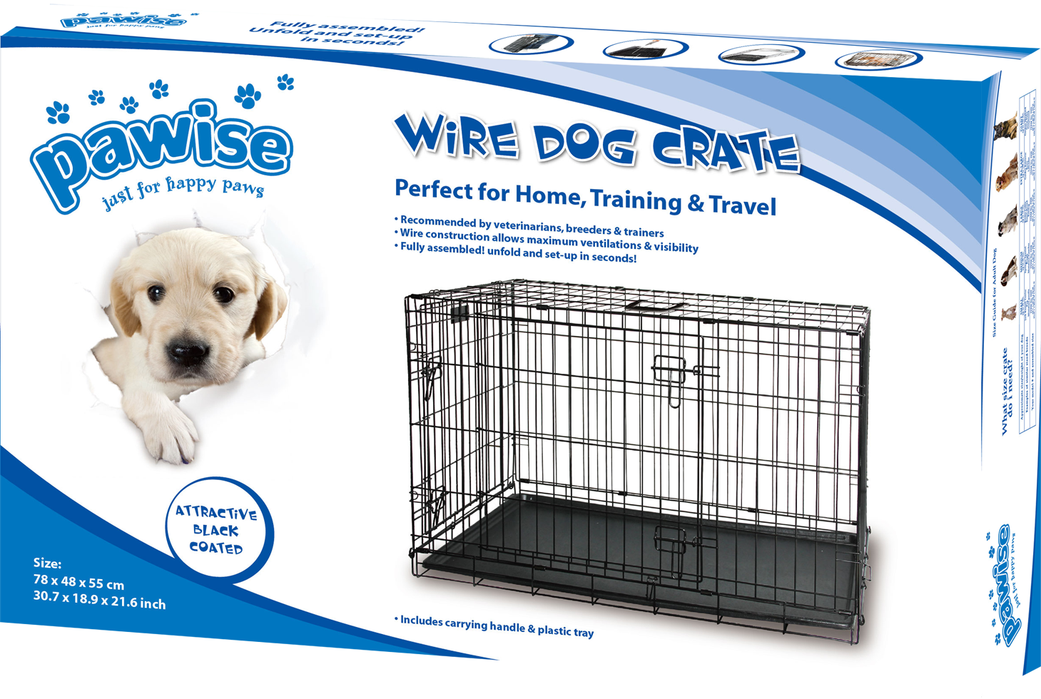 Pawise Hundekäfig, Metall, 78 x 48 x 55 cm, Größe M