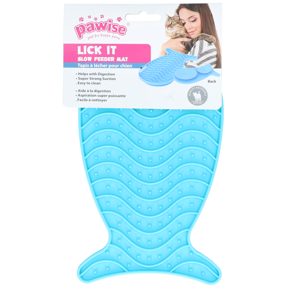 Pawise Leckmatte, Slow Feeder, Fischform, für Katzen, 23 x 13 cm