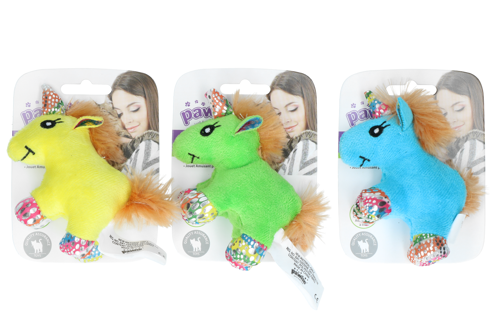 Pawise Katzenspielzeug Unicorn, Plüsch, Catnip, Federn, 12 x 8 cm