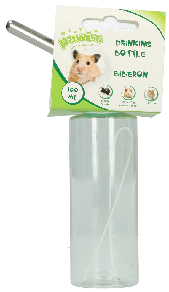 Pawise Trinkflasche, Edelstahl-Trinkrohr, 100 ml, Ø 4 cm, 16 cm, für Mäuse, Hamster, Meerschweinchen