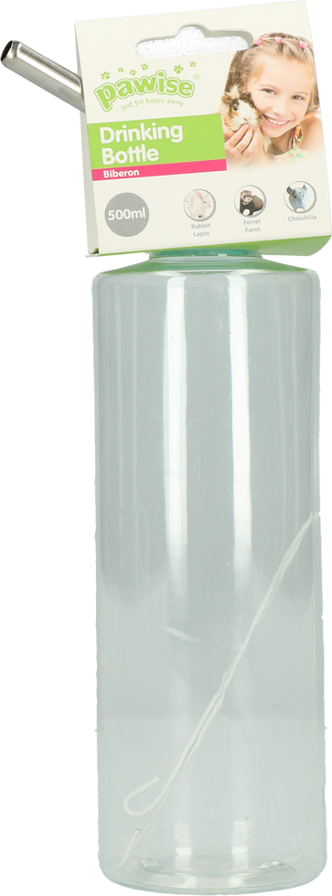 Pawise Trinkflasche, 500 ml, Ø 6 cm, 23 cm, für Kaninchen, Frettchen, Chinchillas