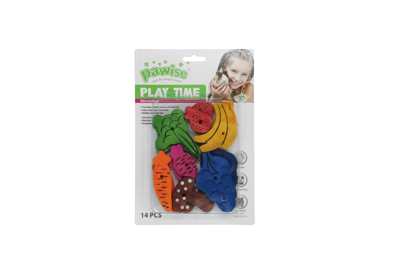 Pawise Holzspielzeug, Obst- und Gemüse-Mix, für Kleintiere, 18 Stk