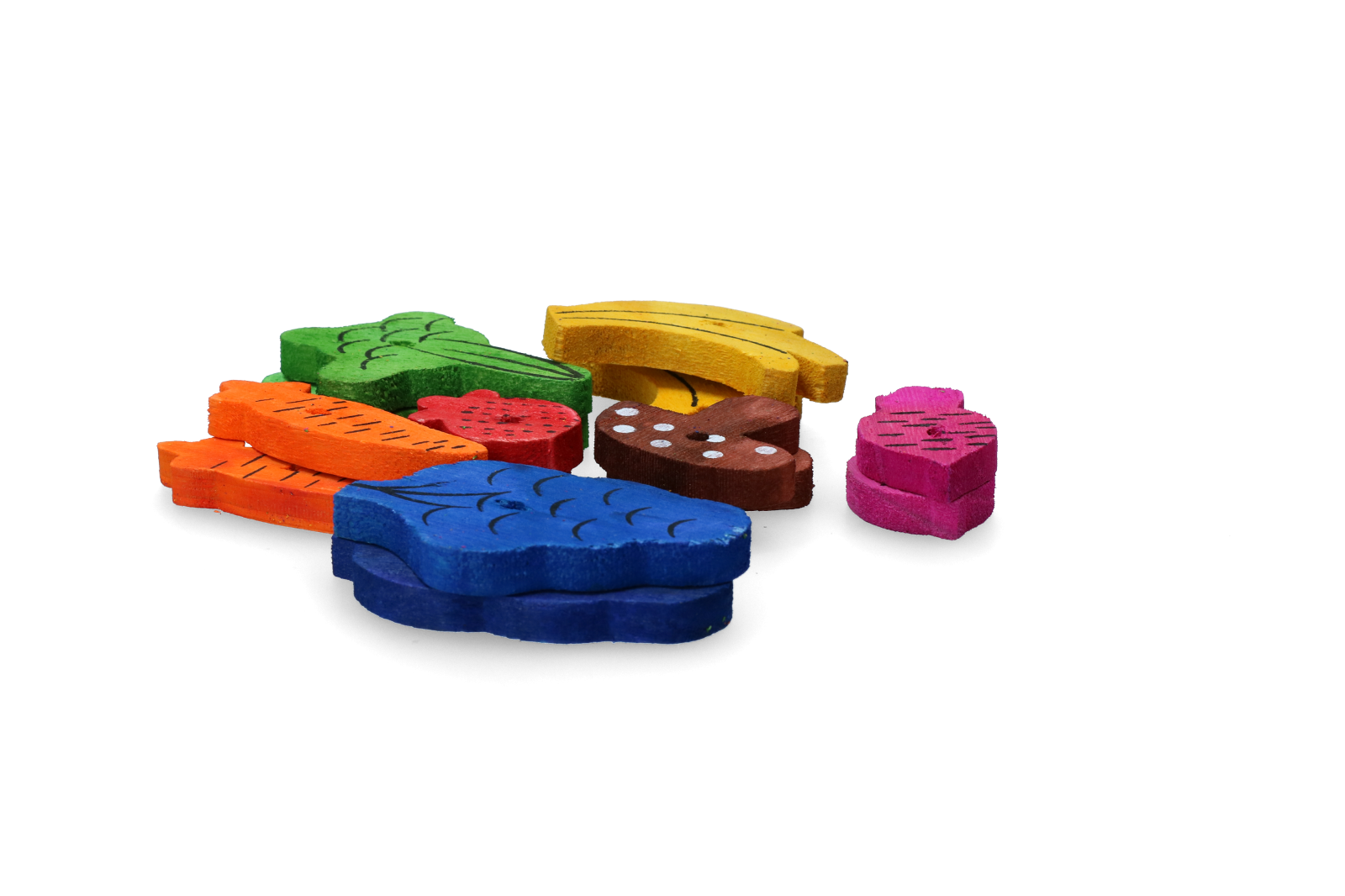 Pawise Holzspielzeug, Obst- und Gemüse-Mix, für Kleintiere, 18 Stk