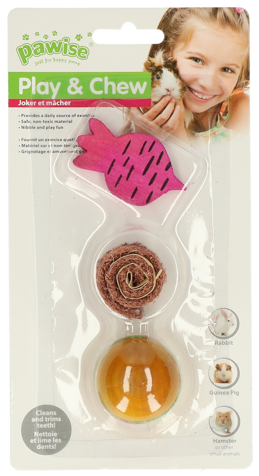 Pawise Nagerspielzeug, Holz, Loofah, Zahnpflege