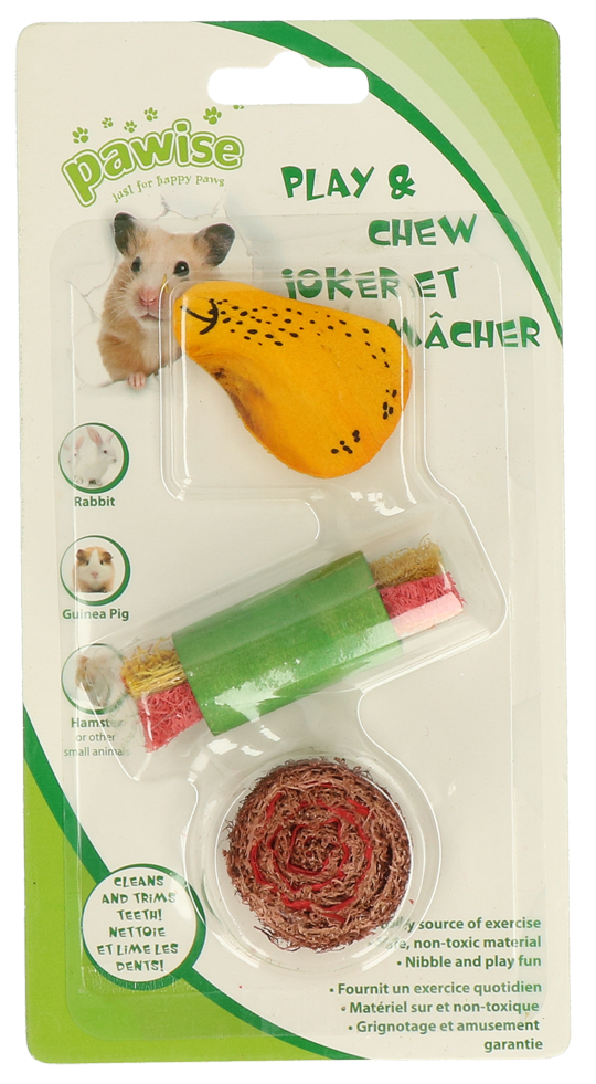 Pawise Nagerspielzeug, Holz, Loofah, für Kaninchen, Meerschweinchen, Hamster