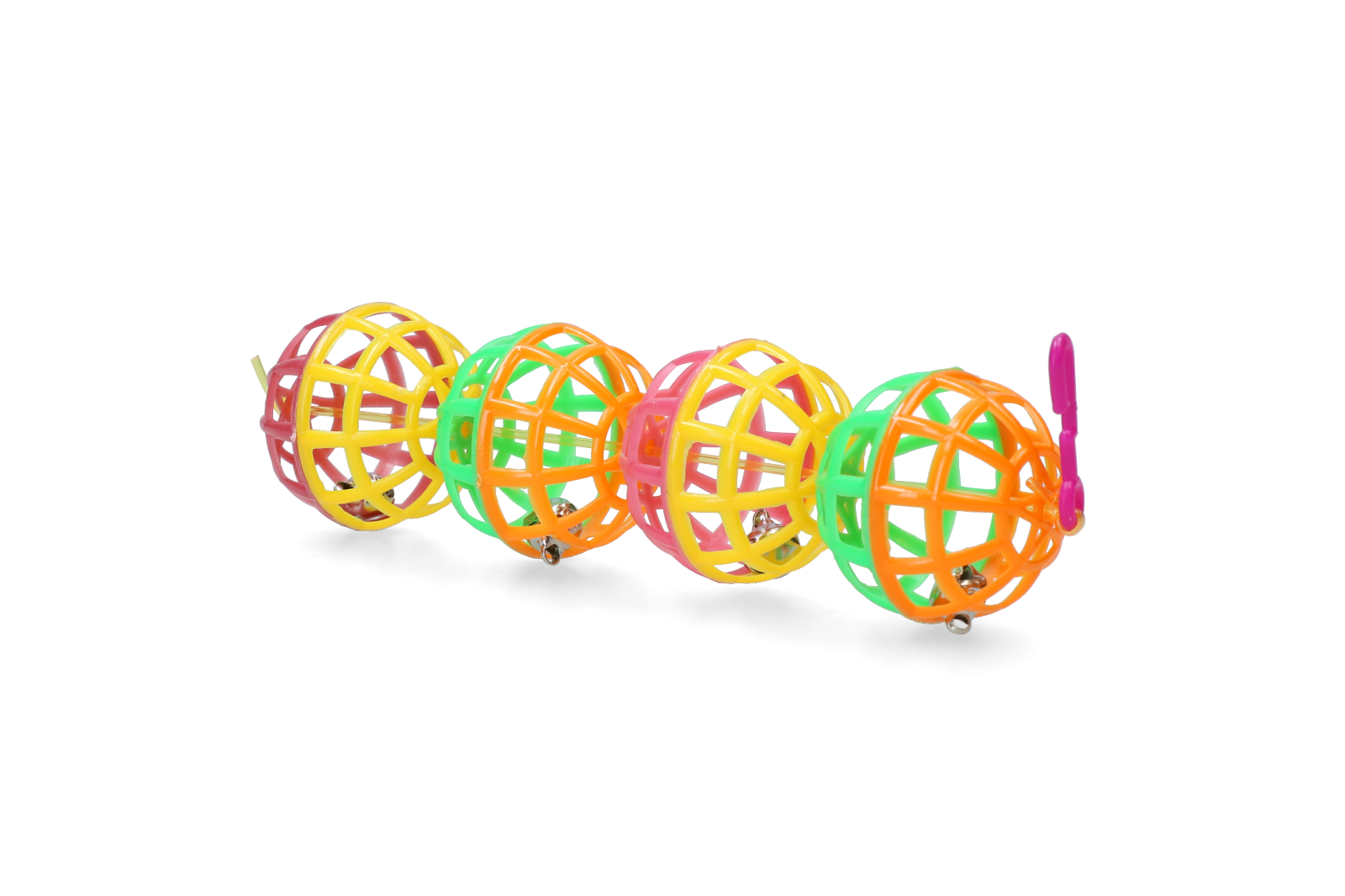 Pawise Hängespielzeug für Vögel und Kleintiere, 4 Bälle mit Glöckchen, 16 cm