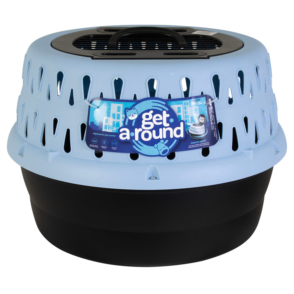 Petmate Katzentransportbox Get-A-Round, rund, Kunststoff, blau, bis 9 kg, 22,9 x 48,3 x 33 cm