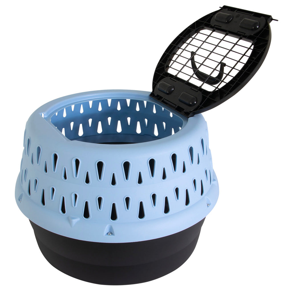Petmate Katzentransportbox Get-A-Round, rund, Kunststoff, blau, bis 9 kg, 22,9 x 48,3 x 33 cm