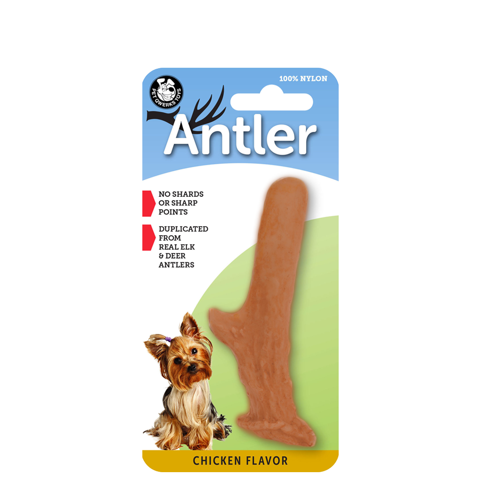 Pet Qwerks Kauspielzeug Antler, Huhn, Nylon, S, 11 cm