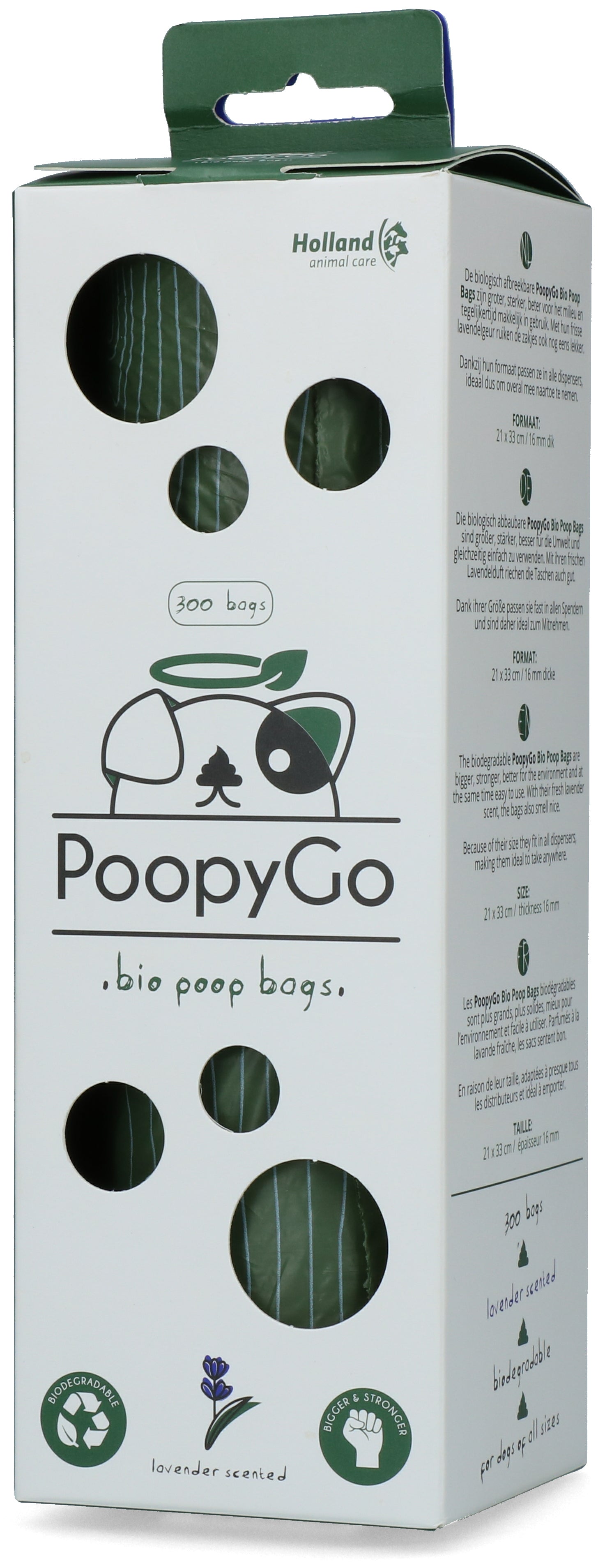 PoopyGo Hundekotbeutel, biologisch abbaubar, Lavendelduft, 21 x 33 cm, 300 Stk