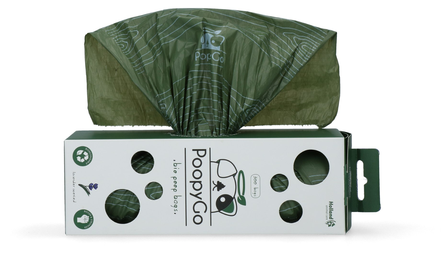PoopyGo Hundekotbeutel, biologisch abbaubar, Lavendelduft, 21 x 33 cm, 300 Stk