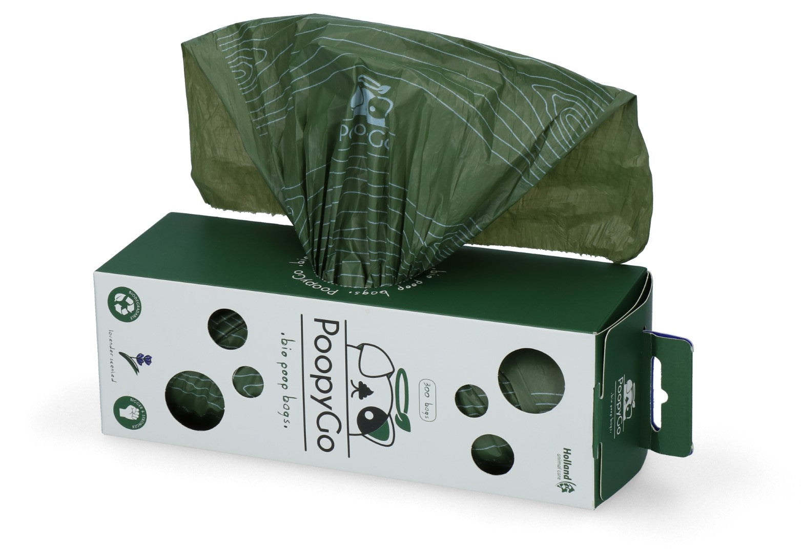 PoopyGo Hundekotbeutel, biologisch abbaubar, Lavendelduft, 21 x 33 cm, 300 Stk