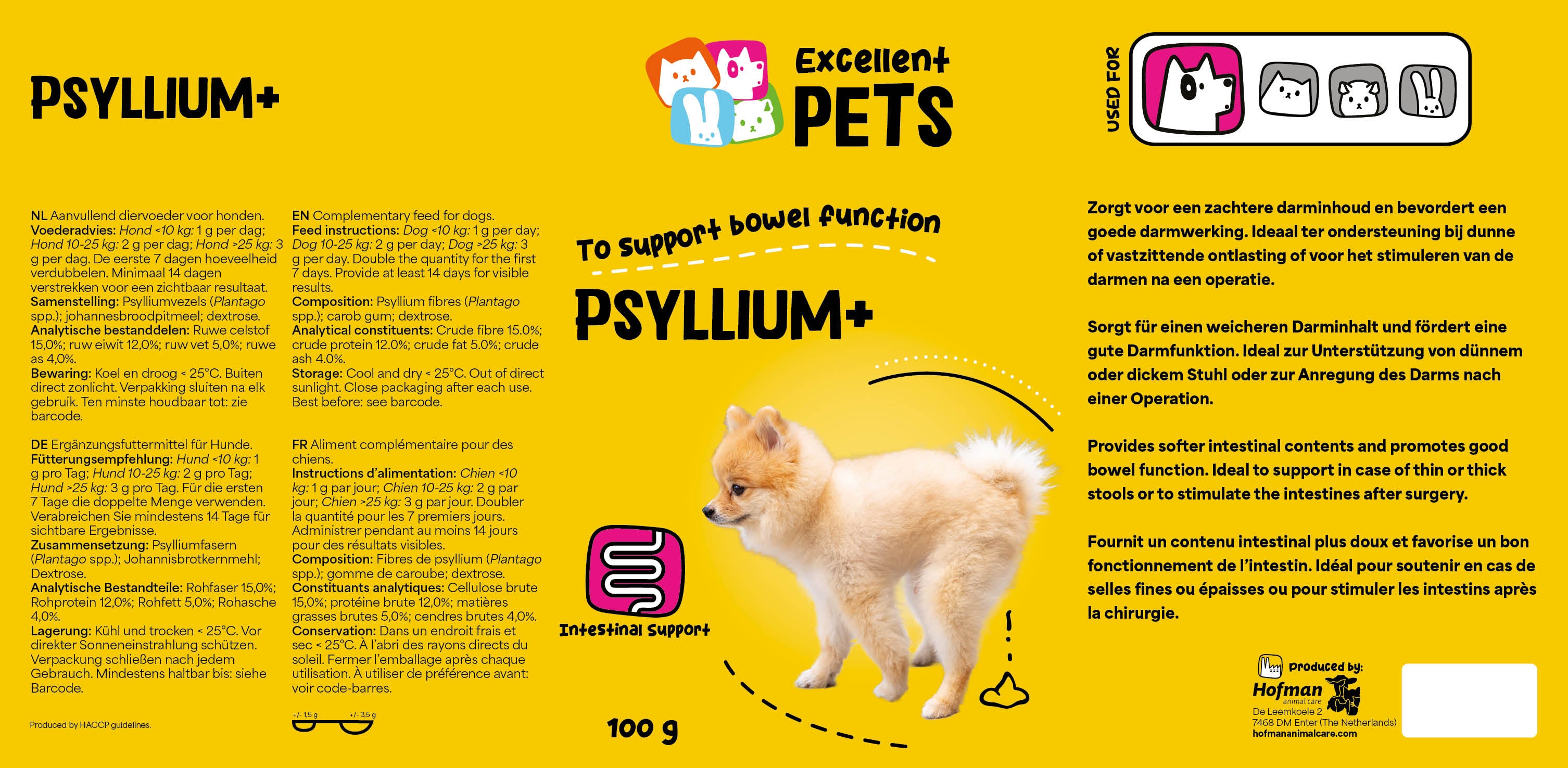 Excellent Pets für Hunde, Psyllium, 100 g