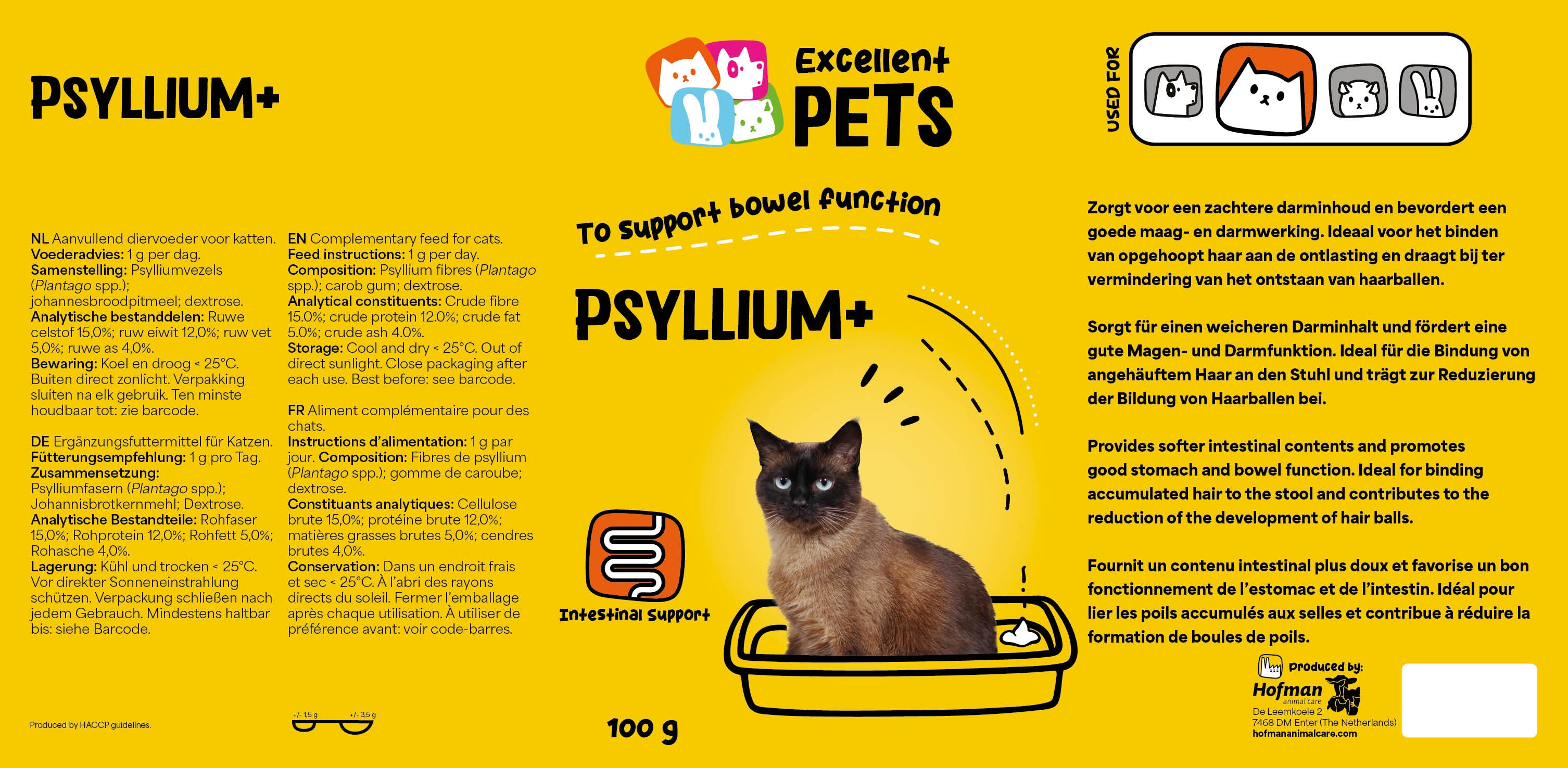 Excellent Pets Flohsamenschalenpulver, Katzen, 100 g