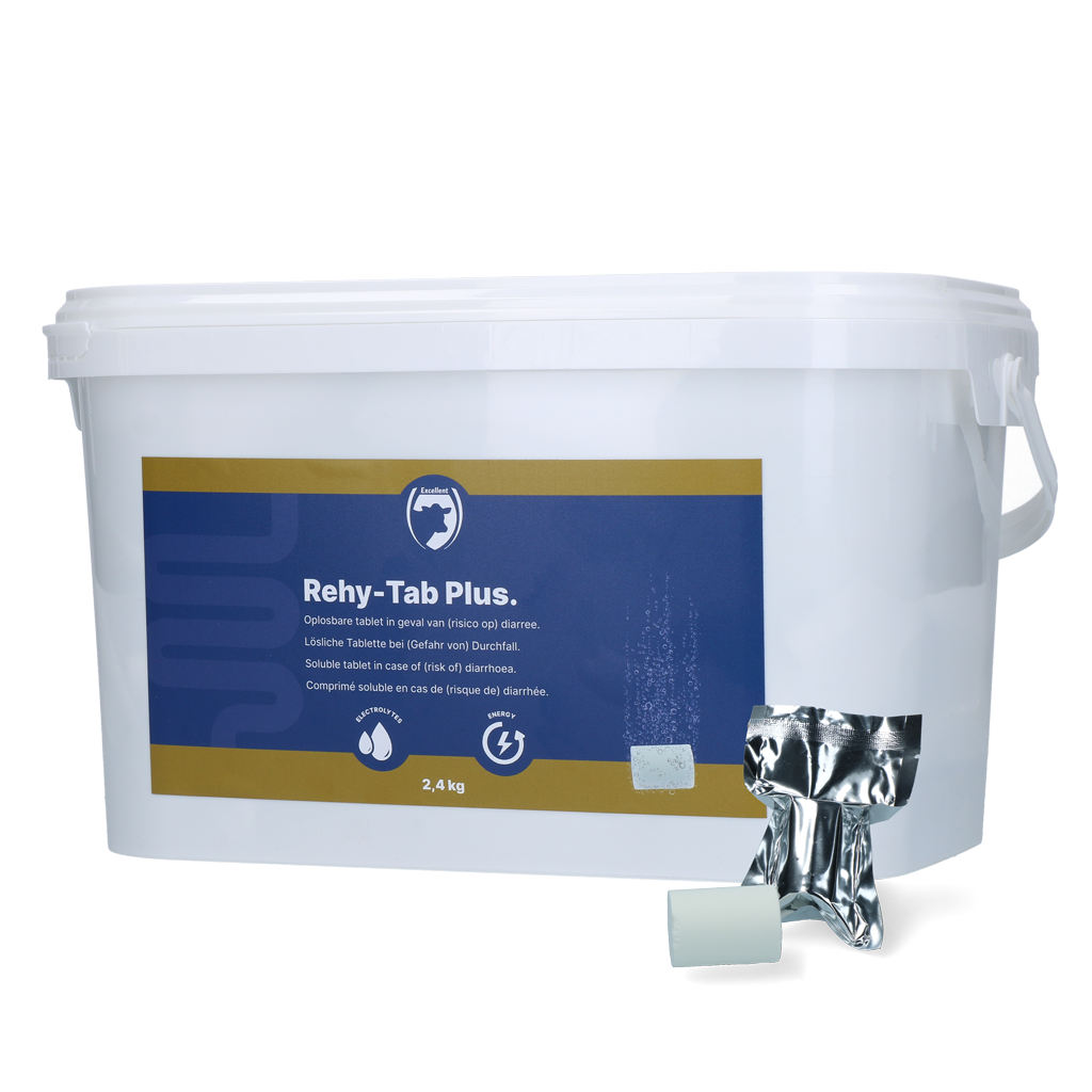Excellent Rehy-Tab Plus, Brausetabletten Durchfall, Ergänzungsfuttermittel für Kälber, Fohlen, Lämmer, Ferkel, 2,4 kg, 48 Stück