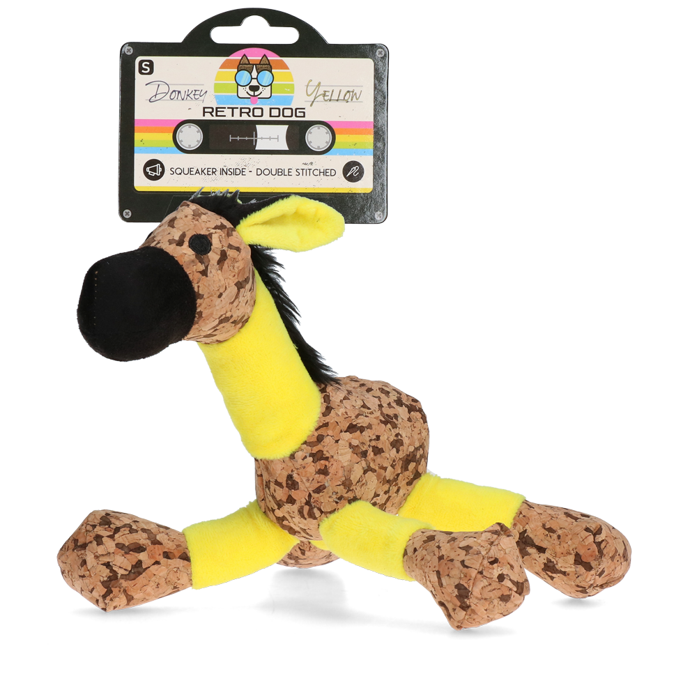 Retro Dog Hundespielzeug Donkey, Gelb, S, 20 x 25 cm