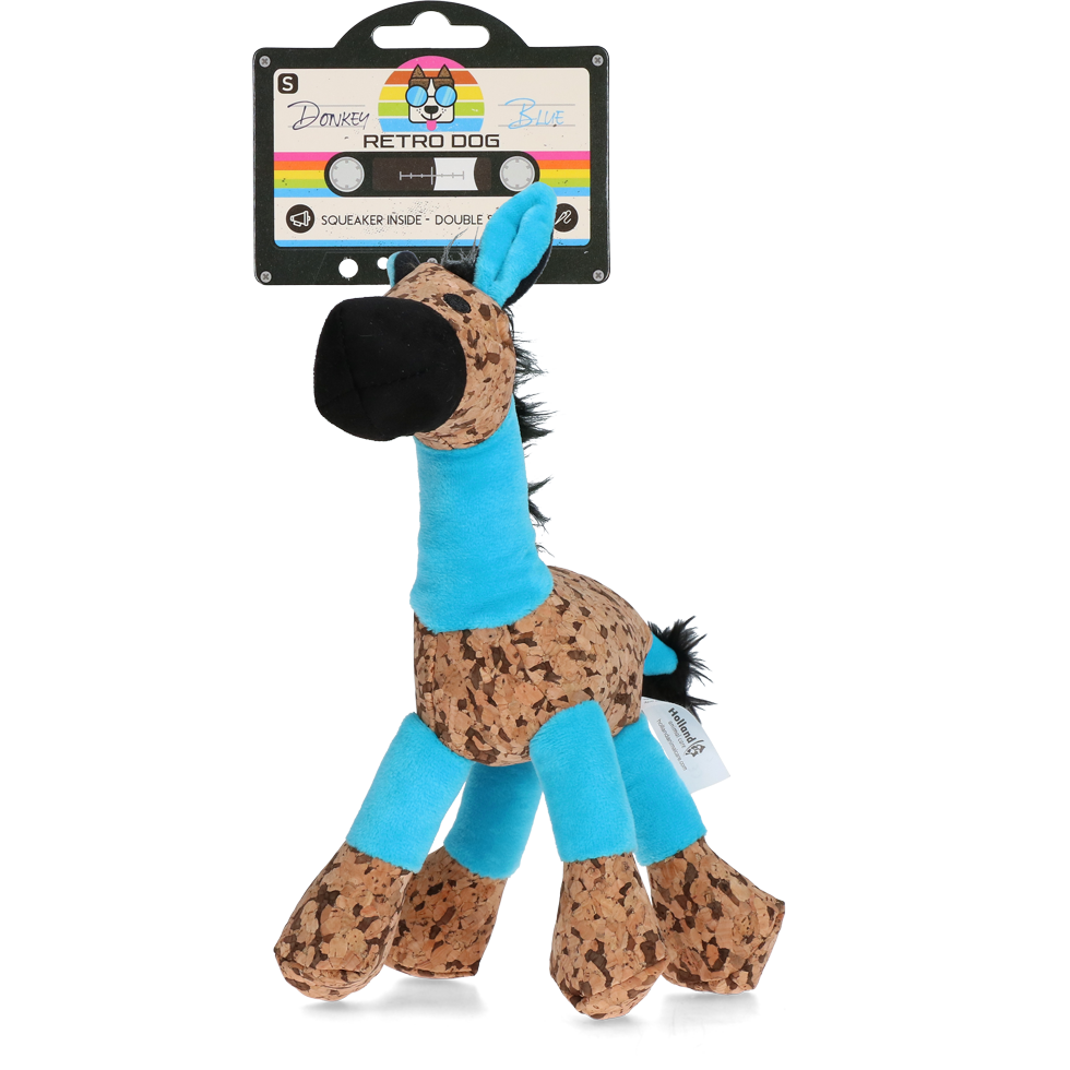 Retro Dog Hundespielzeug Donkey, Blau, S, 20 x 25 cm, mit Quietscher
