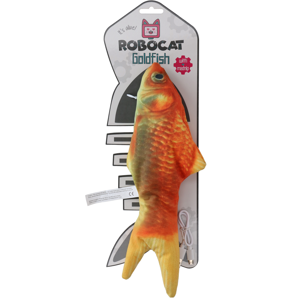 Robocat Katzenspielzeug Fisch Goldfisch, beweglich, MADNIP-Füllung, 30 cm