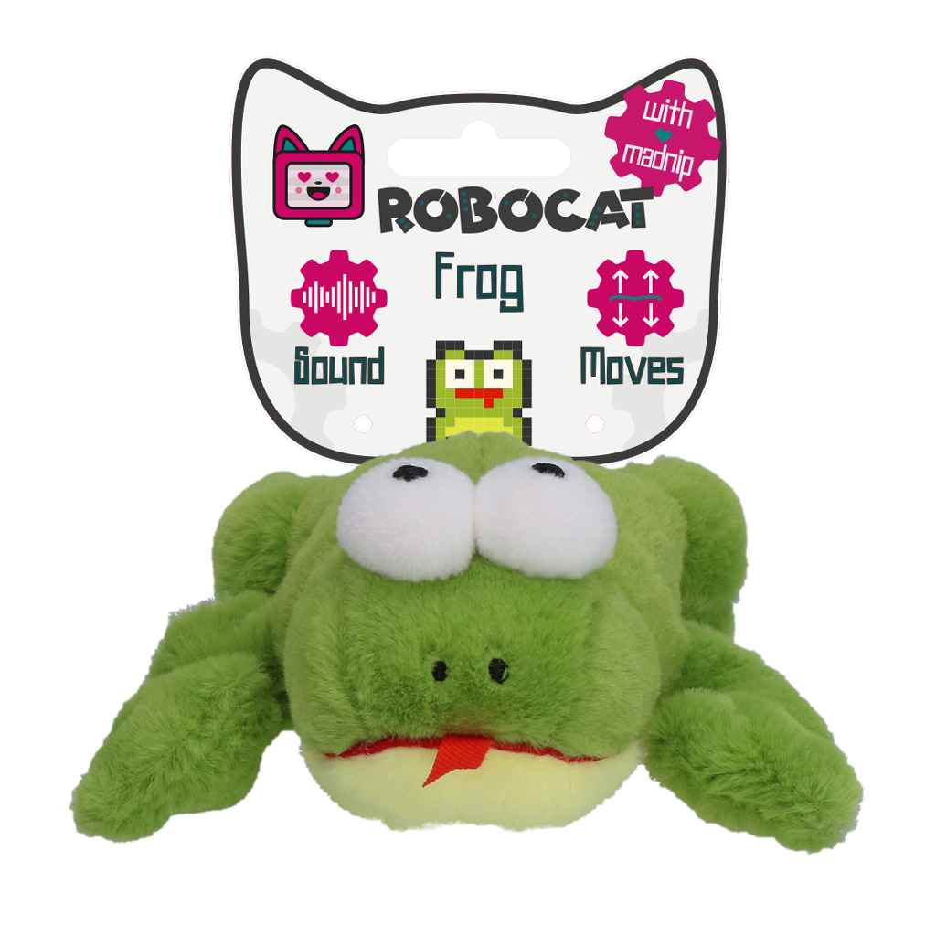 Robocat Katzenspielzeug Frosch, beweglich, Geräusche, Madnip, wiederaufladbar