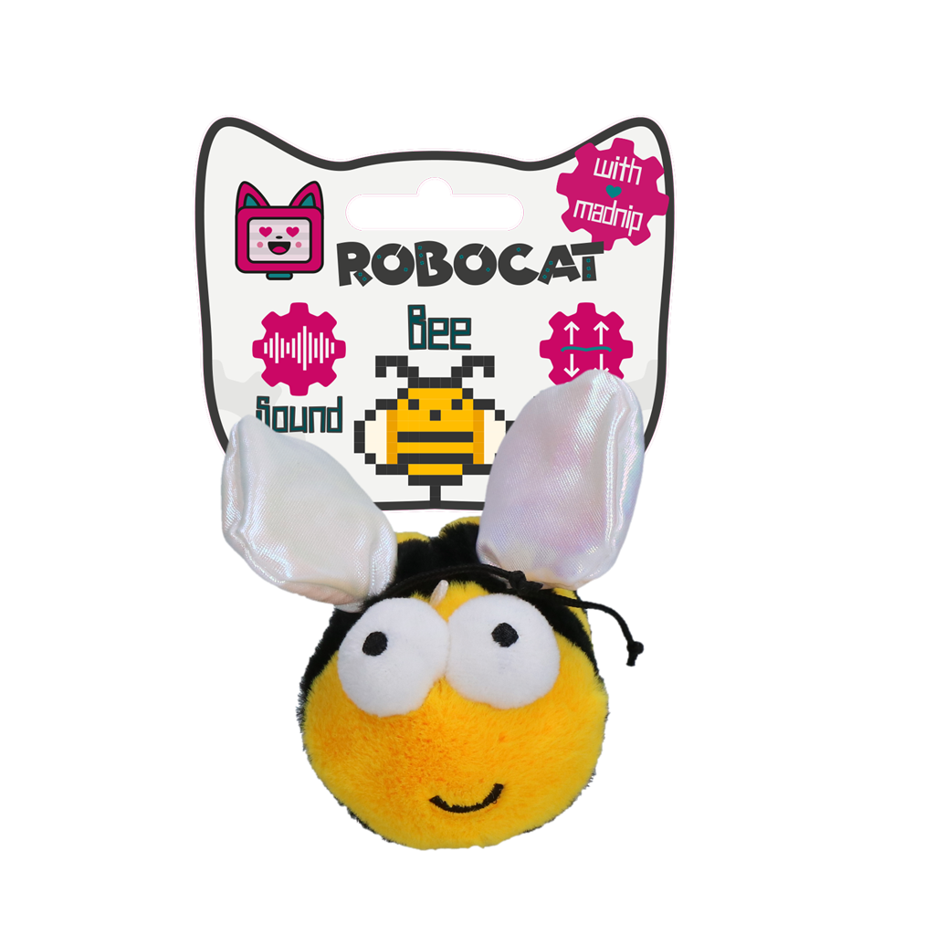 Robocat Katzenspielzeug Biene, beweglich, mit Geräuschfunktion, Madnip, wiederaufladbar