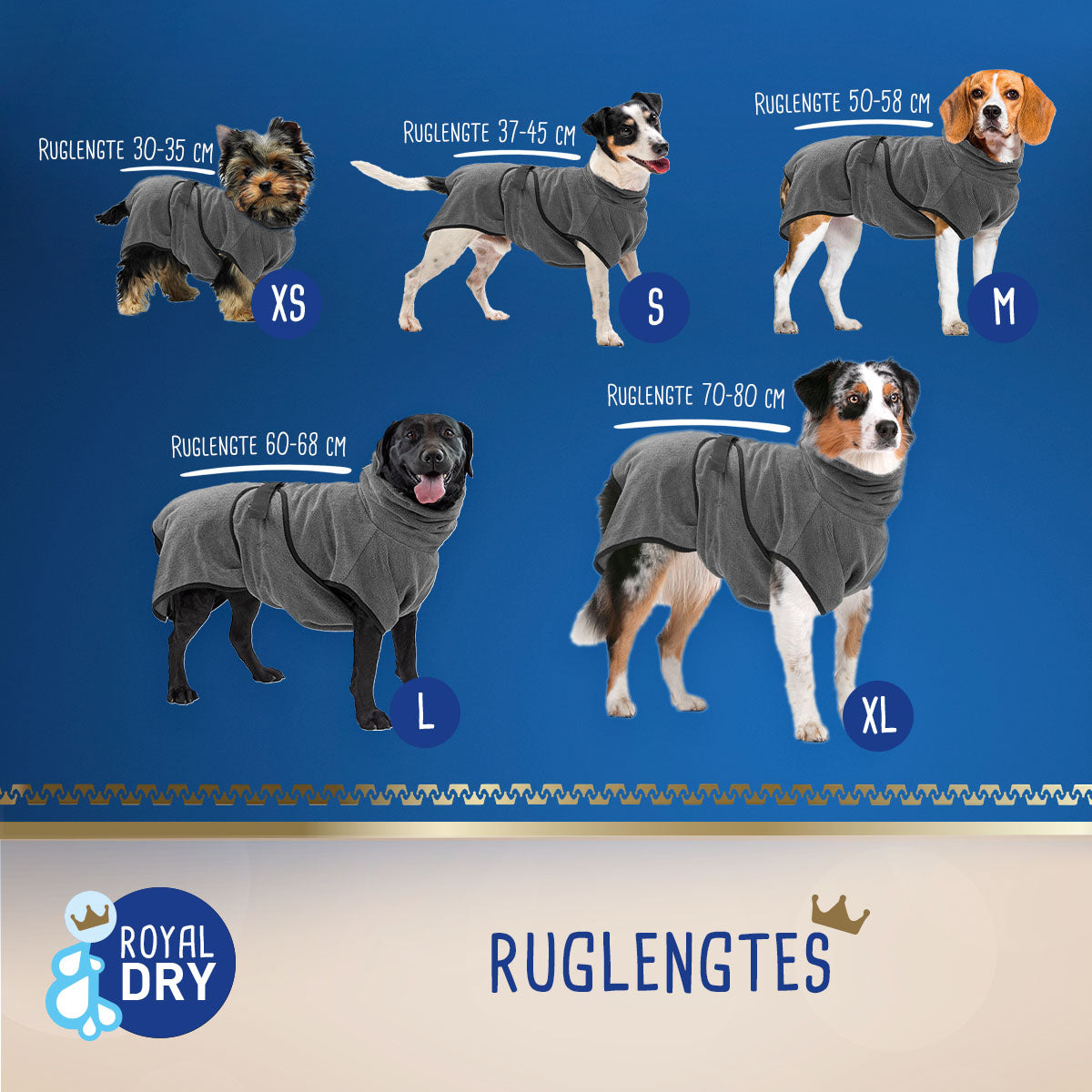 Hundebademantel, Royal Dry, Chenille-Mikrofaser, XS