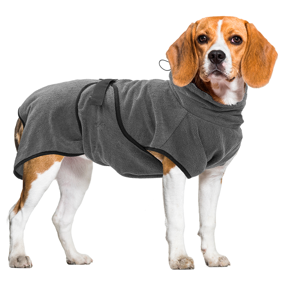 Royal Dry Hundebademantel, Mikrofaser, Größe M, Halsumfang 58 cm, Rückenlänge 50–58 cm, Brusthöhe 60–70 cm, für 13–23 kg